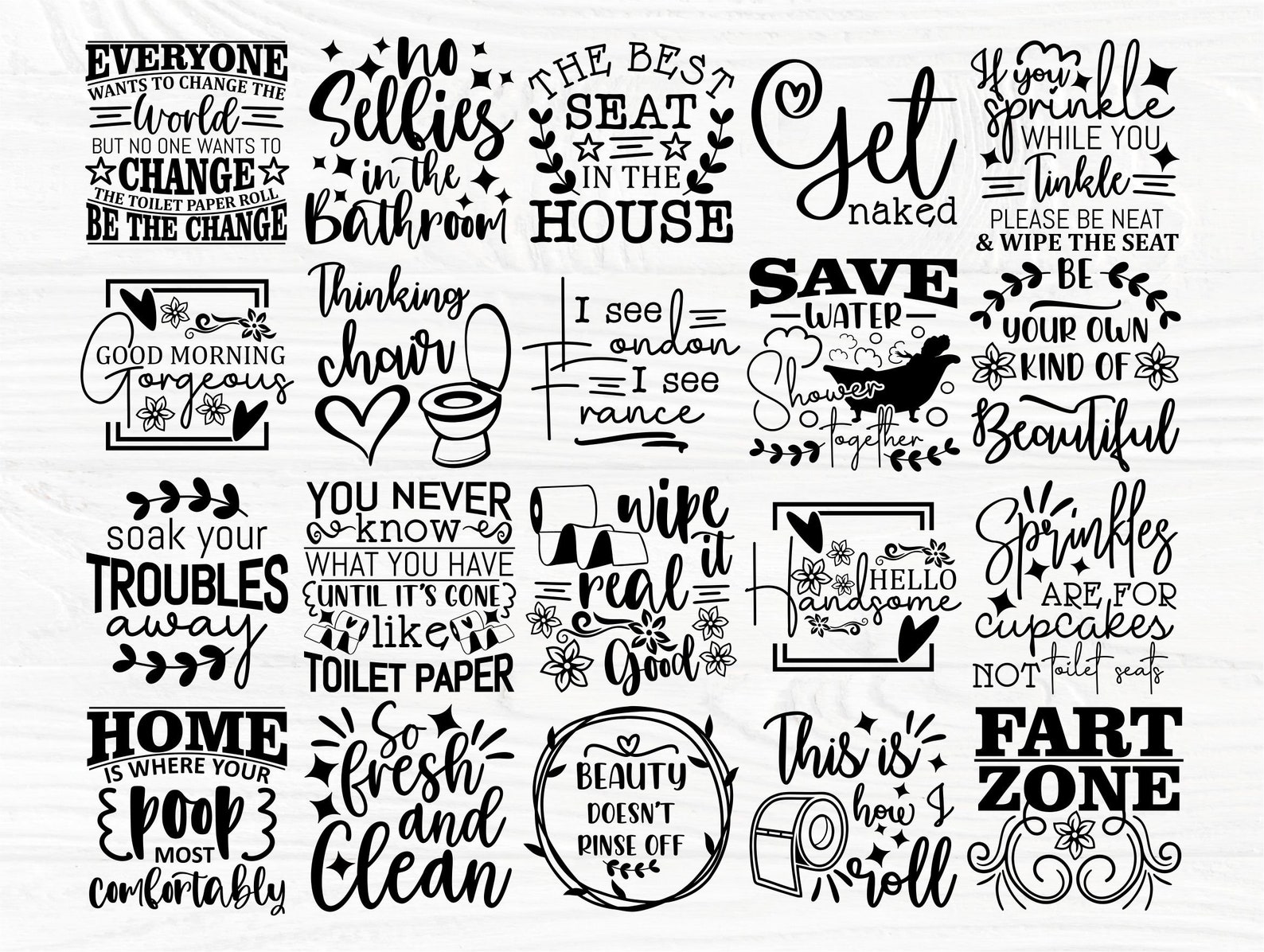 Bathroom SVG Bundle 60 Bathroom Designs Bathroom Signs Etsy