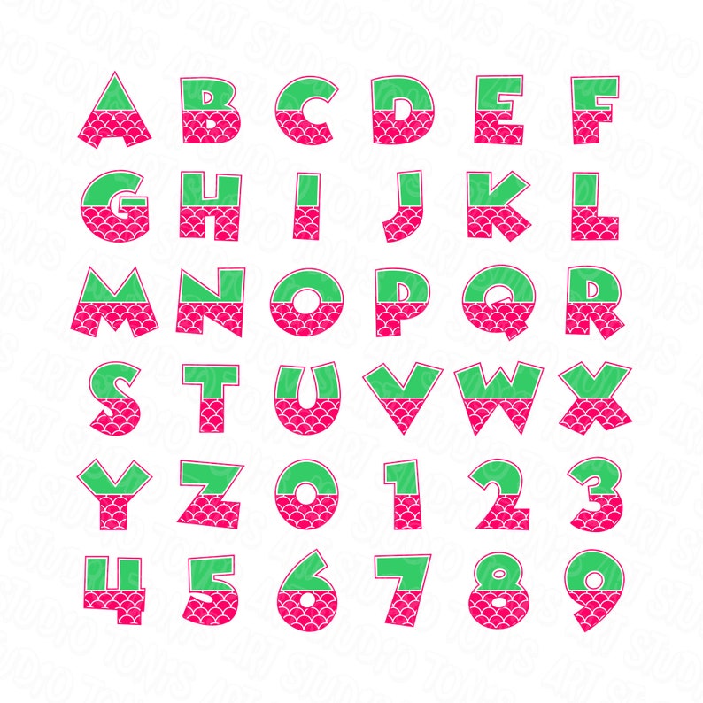 Download Mermaid font SVG Alphabet SVG Mermaid pattern | Etsy