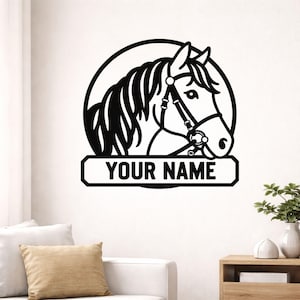 Horse Head Split Monogram svg Cut File for Farmhouse Horse Sign & Name Decor