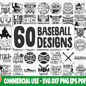 Pacchetto baseball SVG / File Svg di baseball / Mazza da baseball Svg / Camicia mamma da baseball