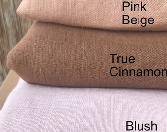 May include: Four fabric swatches in different shades of pink and brown. The swatches are labeled "Pink Beige", "True Cinnamon", and "Blush Pink".