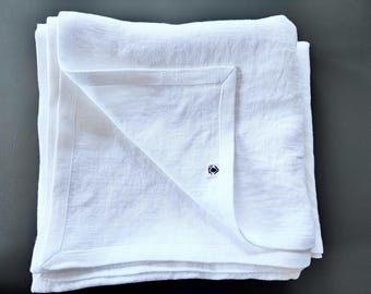 Heavy Linen blanket, White heavy linen 460 gsm, bedspread, 100% excellent stonewashed softened European linen, Seamless Queen, King.