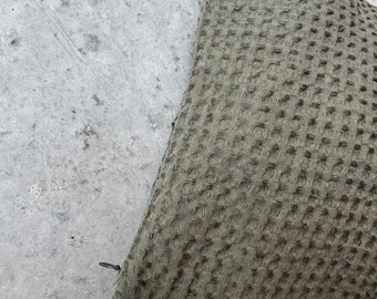 Funda de almohada de gofre de lino, funda de almohada decorativa con sobre/cierre de cremallera oculta, varios colores
