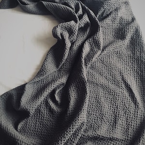 Linen throw, waffle summer blanket, Charcoal/ Graphite Gray, Bedspread, plaid, wrap, Queen, King, Crib, Single