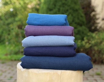 Soft 100% linen fabric by the yard/ meter, stonewashed, BLUE colors, 200 gsm, Cut-to-length, European flax, OEKO-Tex certified