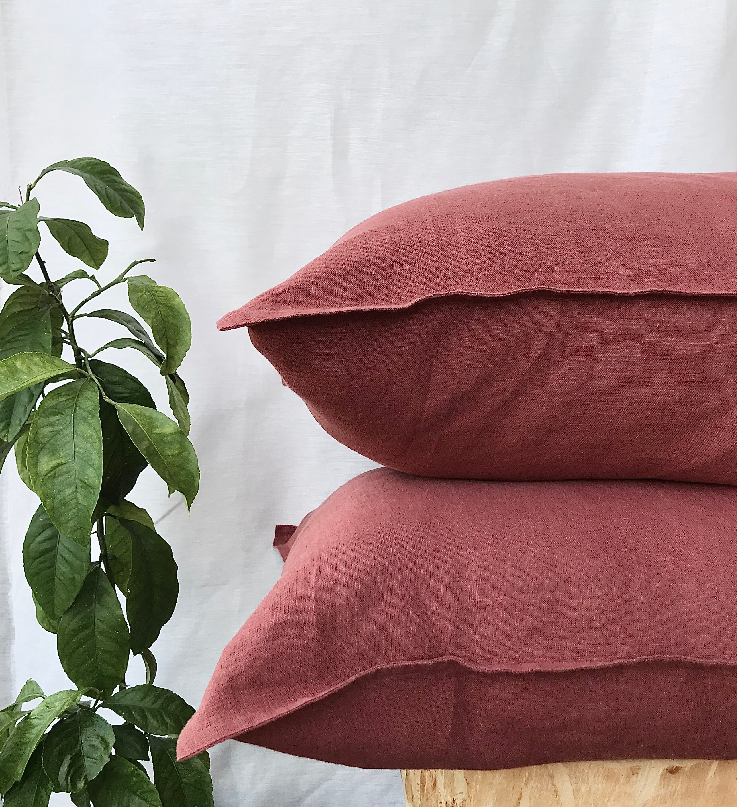 Linen Pillowcase With Small Flange Softened European Linen Etsy