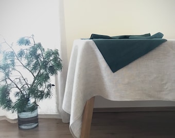 Linen tablecloth, stone washed, OEKO-TEX linen, simple hem, custom sizes