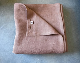 Heavy Linen blanket, Cinnamon heavy linen 460 gsm, bedspread, 100% excellent stonewashed softened European linen, Seamless Queen, King.