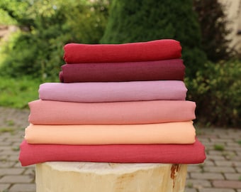 Soft 100% linen fabric by the yard/ meter, Purple tones, stonewashed, 200 gsm, Cut-to-length, European flax, OEKO-Tex certified