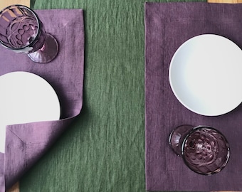 Manteles de lino con esquinas miteradas, doble capa, suaves y lavados a la piedra, lino europeo OEKO-Tex, mesa, cena, boda, borde ancho