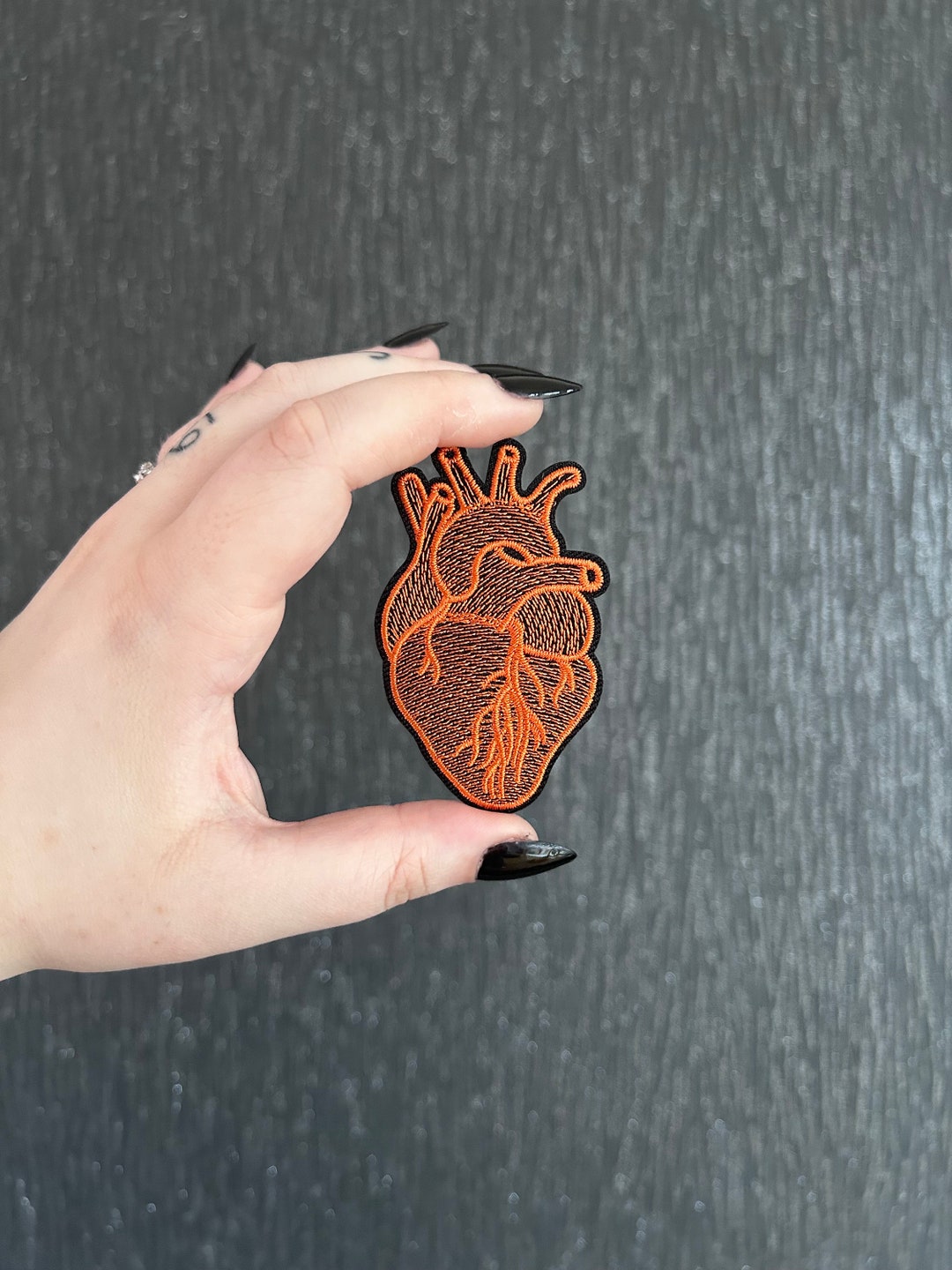 Anatomical Heart Iron on Patch Orange - Etsy