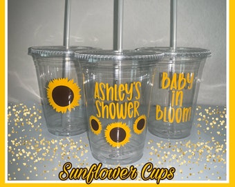 Sunflower Cups | Sunflower Favors | Sunflower Birthday | Sunflower Baby Shower | Sunflower Party | Baby In Bloom | Sunflower Bridal Shower