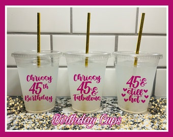 45th Birthday Cups | 45th Birthday Decorations | 45 and Fabulous | 45th Birthday Favors | 45th Party Cups | 45th Birthday Party Favors