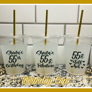 55th Birthday Cups | 55th Birthday Decorations | 55 and Fabulous | 55th Birthday Favors | 55th Party Cups | 55th Birthday Party Favors