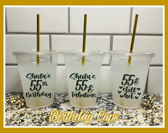 55th Birthday Cups | 55th Birthday Decorations | 55 and Fabulous | 55th Birthday Favors | 55th Party Cups | 55th Birthday Party Favors