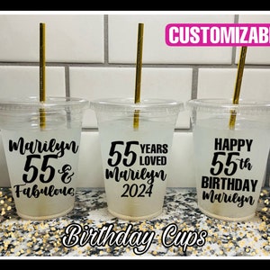 55th Birthday Cups | 55th Birthday Decorations | 55 and Fabulous | 55th Birthday Favors | 55th Party Cups | 55th Birthday Party Favors