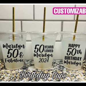 50th Birthday Cups | 50th Birthday Decorations | Birthday Party Cups | 50th Birthday Favors | 50th Party Cups | 50th Birthday Party Favors