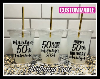 Customizable 50th Birthday Cups | Reusable Party Favors