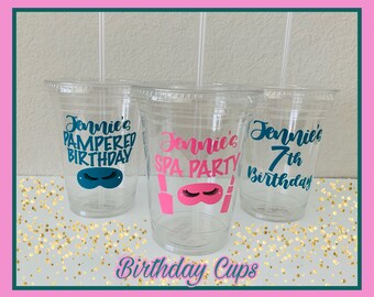 Spa Birthday Party Cups | Personalized Party Favors