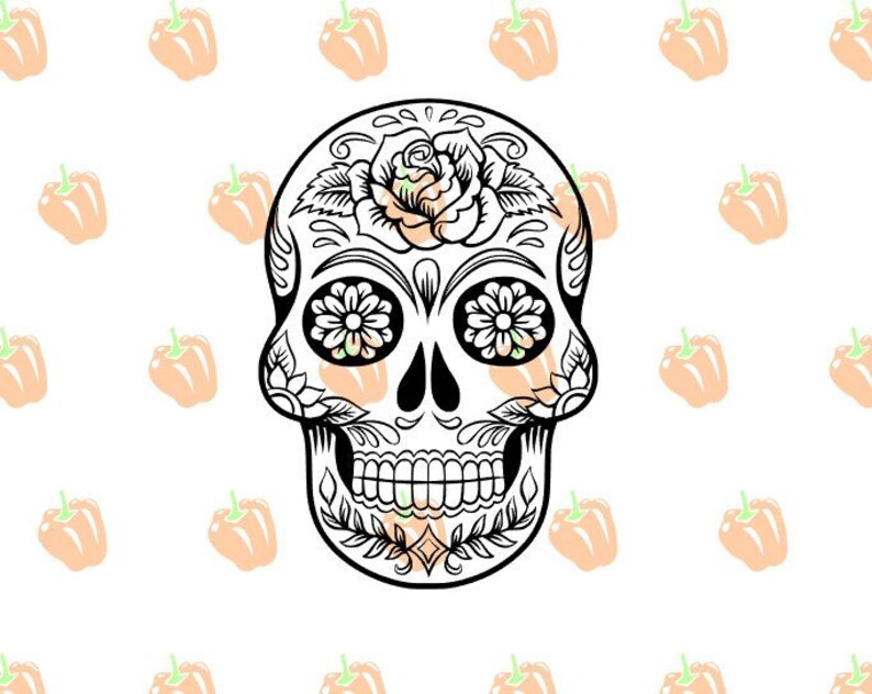 Download Sugar skull SVG file flower rose skull svg files for cricut | Etsy