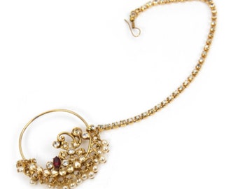Kyles Collection | Clip On Nath | Indian Nose Ring | Clip On Nose Ring Kundan jewellery | Bridal Nose Ring | Bridal Nath | Nath | Gift |