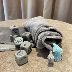Lenormand Dice 6pc.+bag+ Welvet  Dice Rolling Cloth,Lenormand Fortune teller kit,