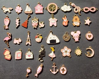 Lenormand Charm Set (36 pcs) – Blue or Pink Divination Charms, Tarot Accessories, Fortune Telling Kit, Velvet Pouch, Keywords Included