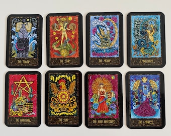 Mini Tarot Oracle Deck, Colorful Magic Gate Cards, Pocket Size Divination Set for Beginners and Readers