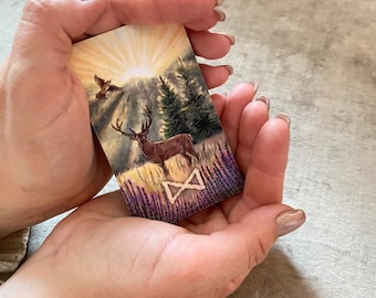 Runic Cards of Nature Oracle Deck – Mini & Big Sizes • Watercolor Runes • Velvet or Linen Pouch • Gift Set + PDF Guidebook