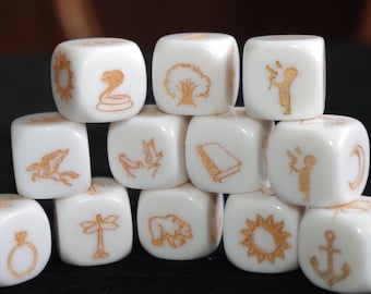 Discover Your Fate with Vibrant Engraved Lenormand Dice - Elevate Your Divination Practice with Eye-Catching Symbols