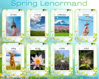 Four Seasons Mini Lenormand Cards – Spring & Summer Deck – Glossy Pocket Oracle – Hand-Printed in Estonia – Limited Collectible Series