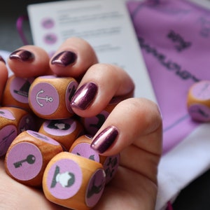 Conjunto de dados Lenormand (12 dados + bolsa) feitiços de lançamento, ferramentas de adivinhação, dados de oráculo de acordo com Madame Lenormand, conjunto de dados
