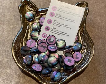 Divination buttons and Grand Tableau cloth for casting, oracles dice , intuitive tools, Lenormand divinations tools, divinations set