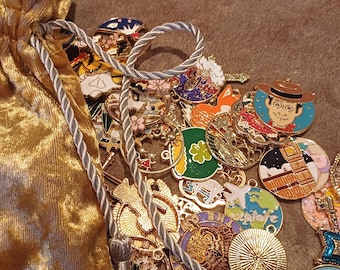 Extra Large Golden Circular Lenormand Card Charms 40 Pieces Set