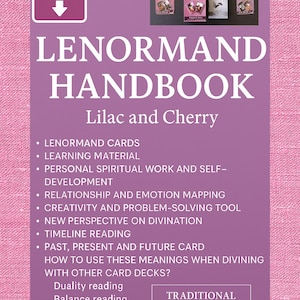 Guide Lenormand PDF 167 pages Significations intuitives à deux jeux – Manuel de lecture de cartes Oracle - Lilas et Cerise