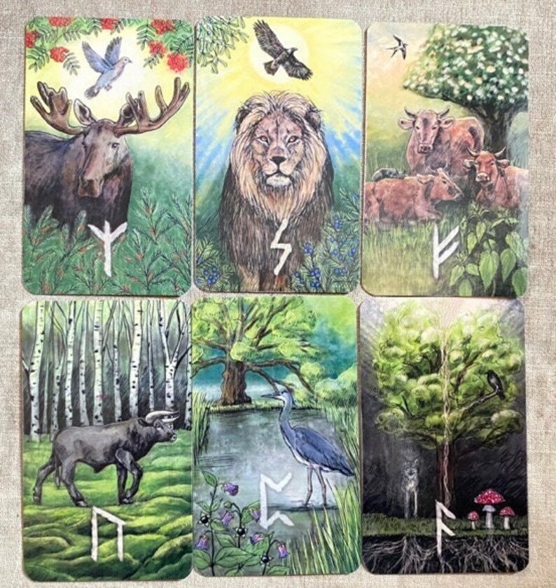Runic Cards of Nature Oracle Deck – Mini & Big Sizes • Watercolor Runes ...