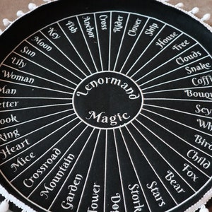 Cuenco circular grande de 38-40 cm (15 pulgadas) con bordes elevados, gran cuadro de Lenormand, tapete de adivinación de fieltro suave/lana para lanzar