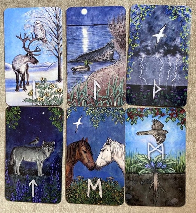 Runic Cards of Nature Oracle Deck – Mini & Big Sizes • Watercolor Runes ...