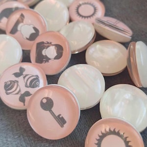 Grand ensemble de 36 boutons Lenormand de 2 cm + sac rose + liste de mots-clés, kit de diseuse de bonne aventure Lenormand