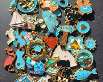 Lenormand Charm Set (36 pcs) – Blue or Pink Divination Charms, Tarot Accessories, Fortune Telling Kit, Velvet Pouch, Keywords Included