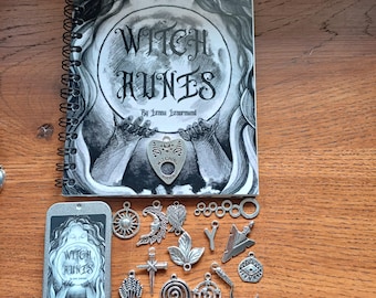 Witch Rune Oracle Cards Set, 13 Runes with Meaning Book, Mini or Poker Size Deck with Pouch, Divination Gift