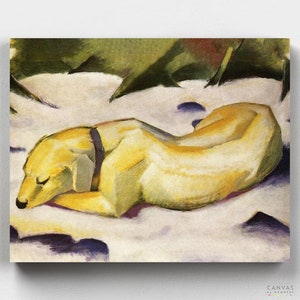 Premium Paint by Numbers Kit - Dog Living of the Snow - Franz Marc - Canvas by Numbers