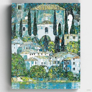 Premium Paint by Numbers Kit - Ships from the US - Cassone Church - Gustav Klimt - Canvas by Numbers