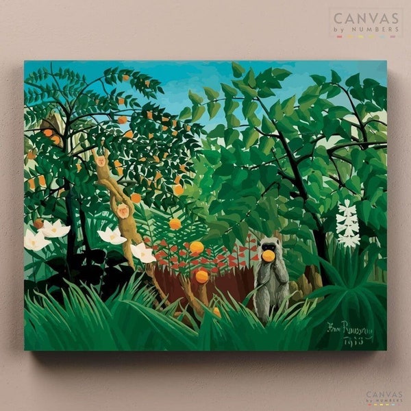 Premium Paint by Numbers Kit - Exotic Landscape - Henri Rousseau - Canvas by Numbers