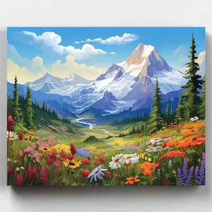 Mountain Bloom Valley Painting by Numbers - Canvas by Numbers