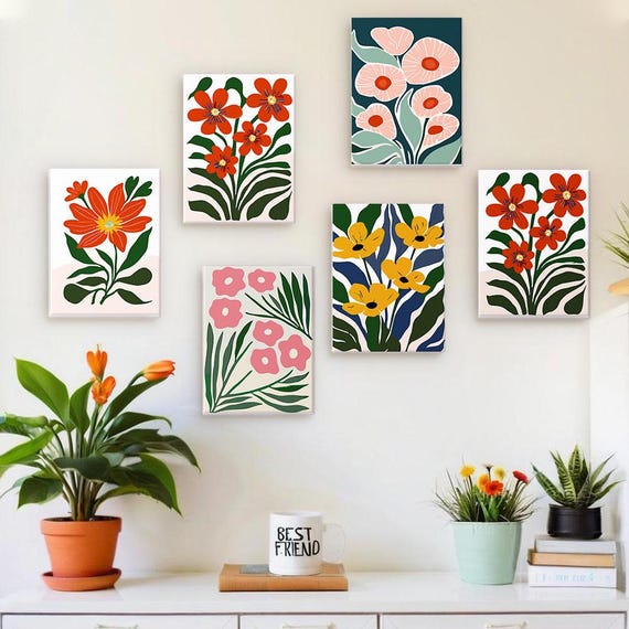 UNIQUORS Paint By Numbers Adults, Colourful Flowers Potted Diy Pre A 859570