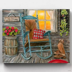 Premium Paint by Numbers - Front Porch - Tracy Miller - Licensed Painting Kit - Canvas by Numbers