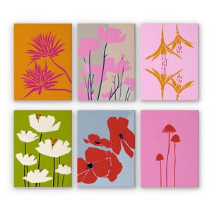Set of 6 Mini Paint by Numbers - Floral Collection 3 - Easy Canvas Painting DIY Art - Gift Idea