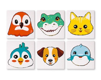 Set of 6 Mini Paint by Numbers - Smiling Friends – Easy Canvas Painting DIY Art - Gift Idea