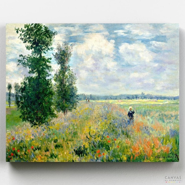 Kit de peinture à numéros premium - Champs de coquelicots près d'Argenteuil - Claude Monet - Toiles à numéros